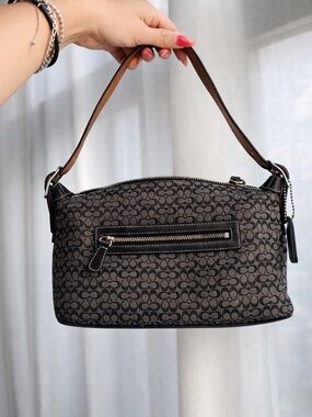 Coach Monogram Shoulder Bag in Black and Brown